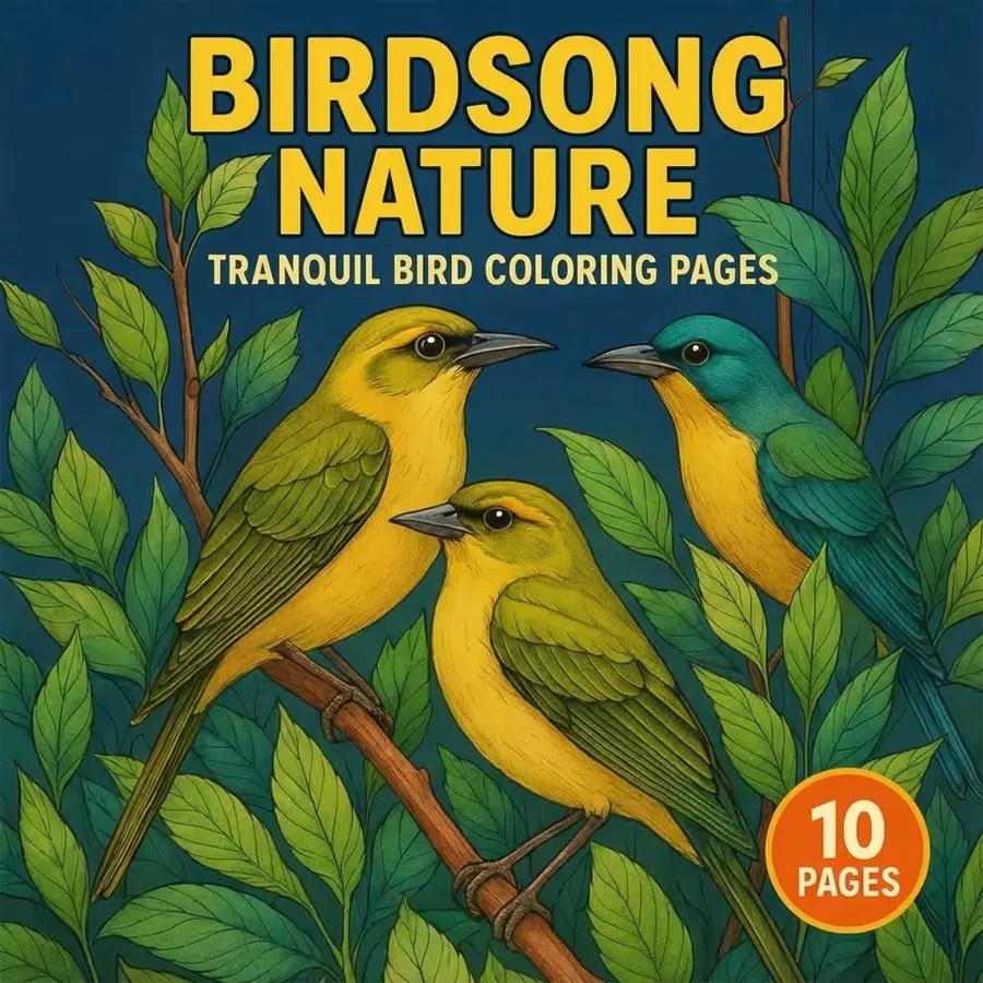 Birdsong Nature – 10 Tranquil Bird Coloring Pages
