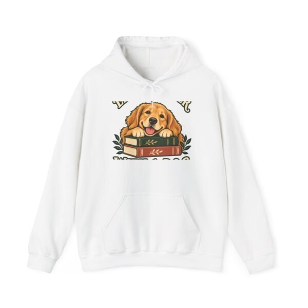 Golden Retriever & Books Hoodie — Cozy Dog Lover Reading Sweatshirt