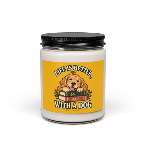 Golden Retriever Book Lover Soy Candle — 9oz Scented Jar